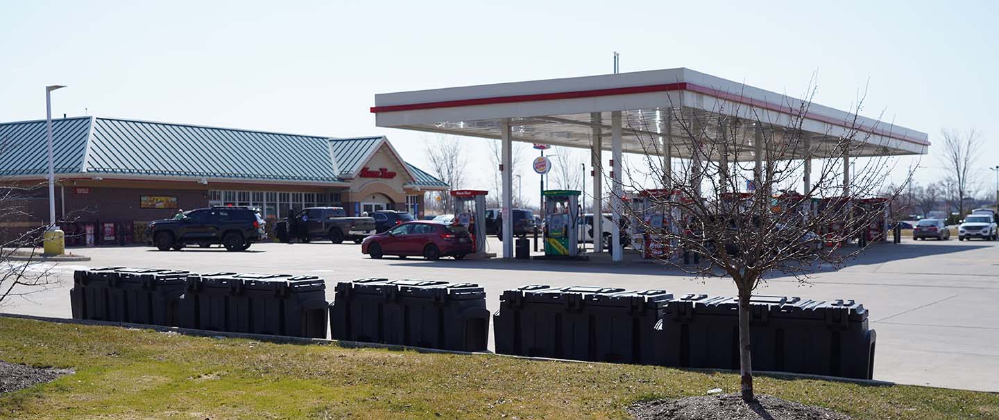 Gas station with SiteTote containers staged on property